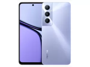 The realme C65 smartphone in Starlight Purple color.