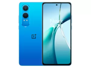 The OnePlus Nord CE4 Lite 5G smartphone in blue.