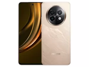 The realme 13+ 5G smartphone in Victory Gold color.