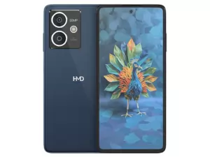 The HMD Crest 5G smartphone in blue.