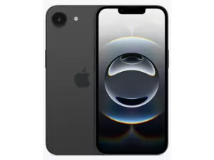 The iPhone 16e smartphone in black.