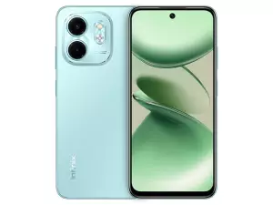 The Infinix SMART 9 HD smartphone in Mint Green color.