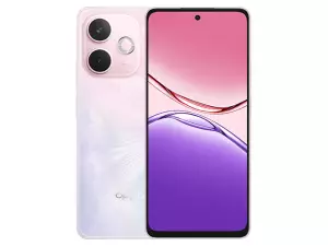 The OPPO A5 Pro 5G smartphone in Bloom Pink color.